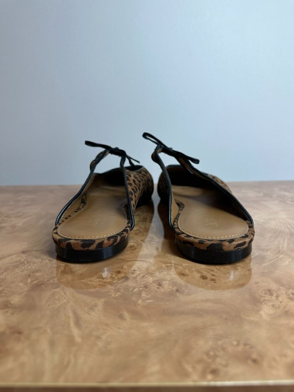 NEW J.Crew Leopard Print Tie Front Ballet Flats Slip On Mule 9.5 - Picture 4 of 9